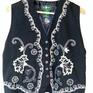 Hunt Club Black Vest with White Embroidery